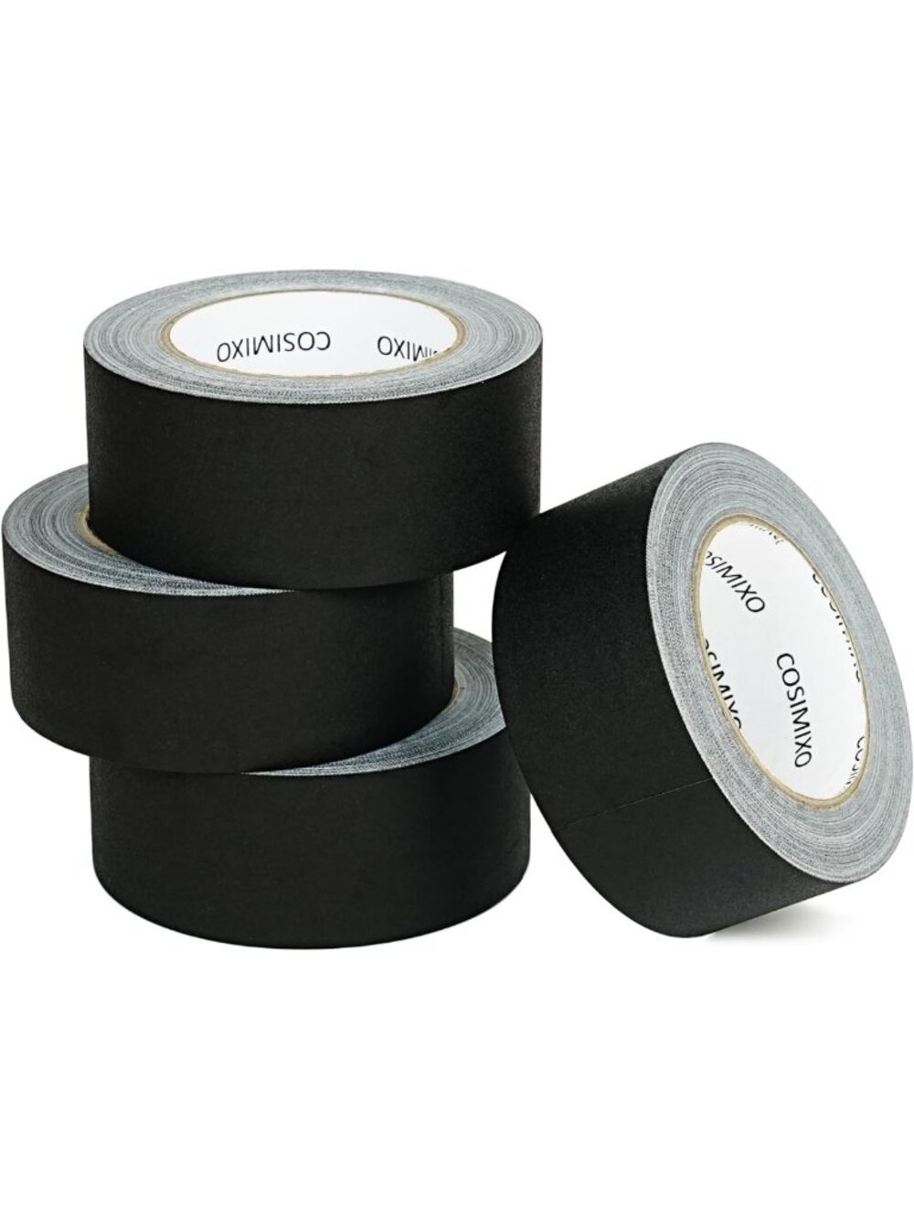 4-Pack Black Gaffers Tape - 30 Yards, Waterproof, No Residue, Easy Tear, Matte